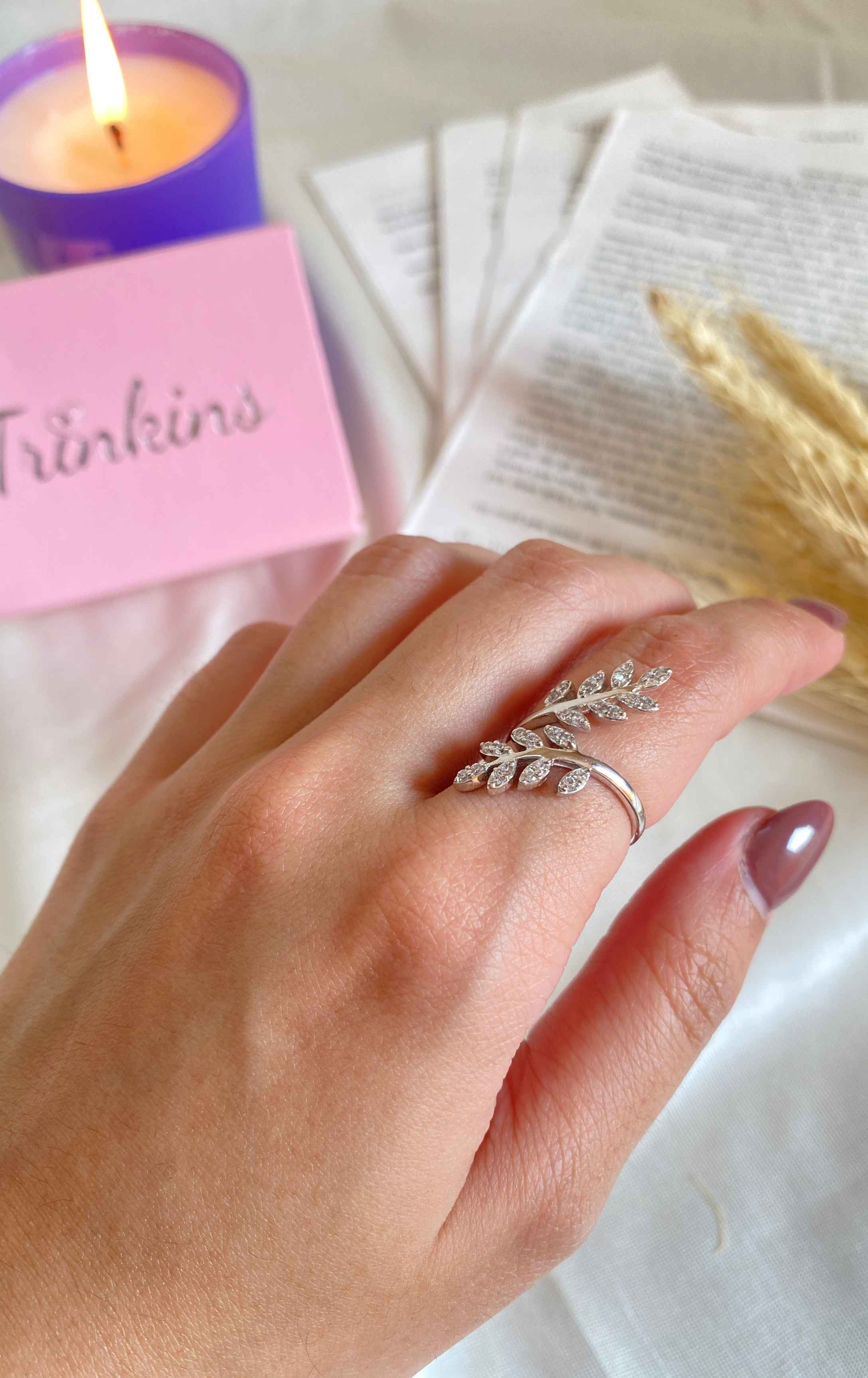 Mystic Leaf 925 Sterling Silver Ring