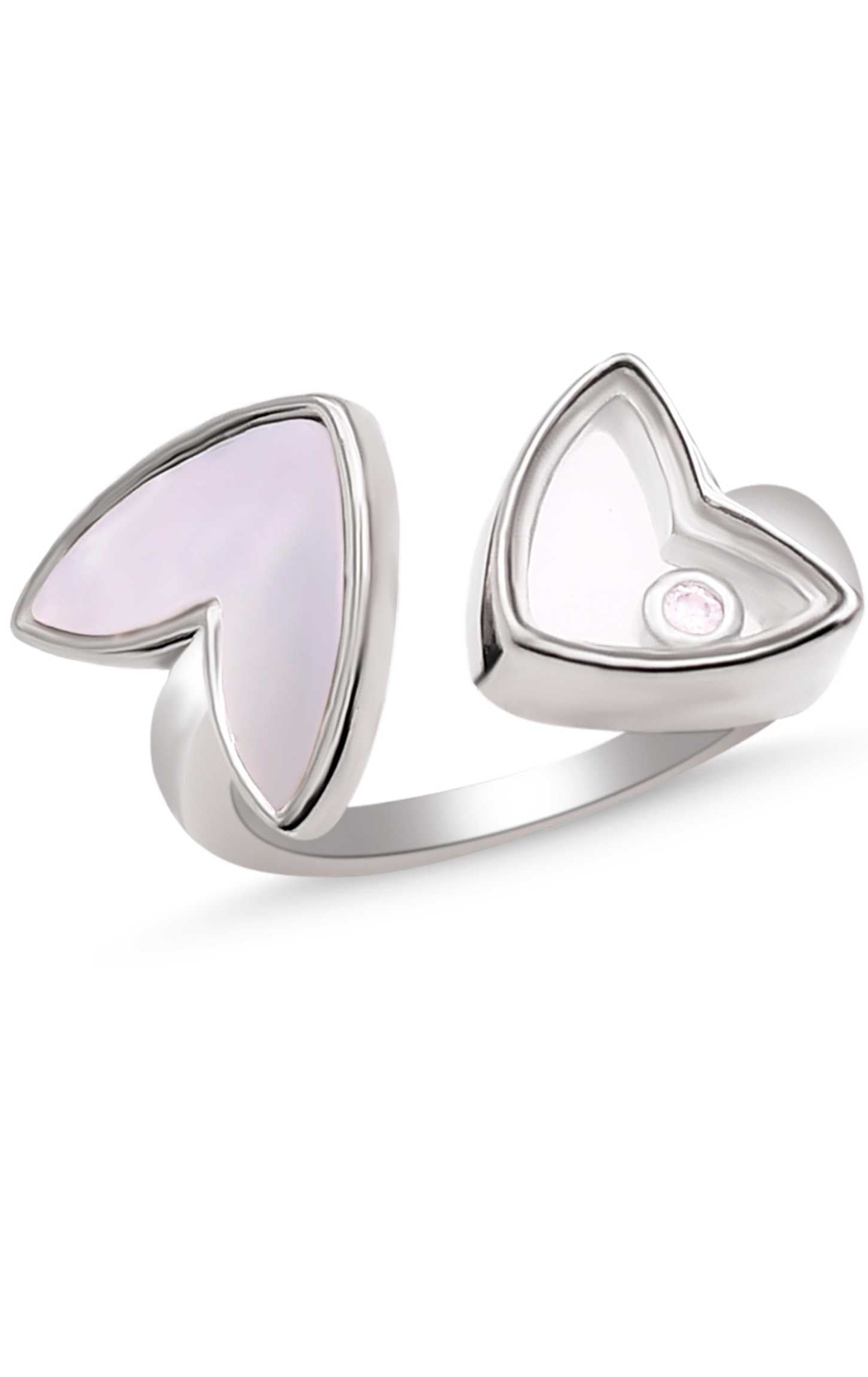 Mother-of-Pearl & Zircon Embedded Heart Ring