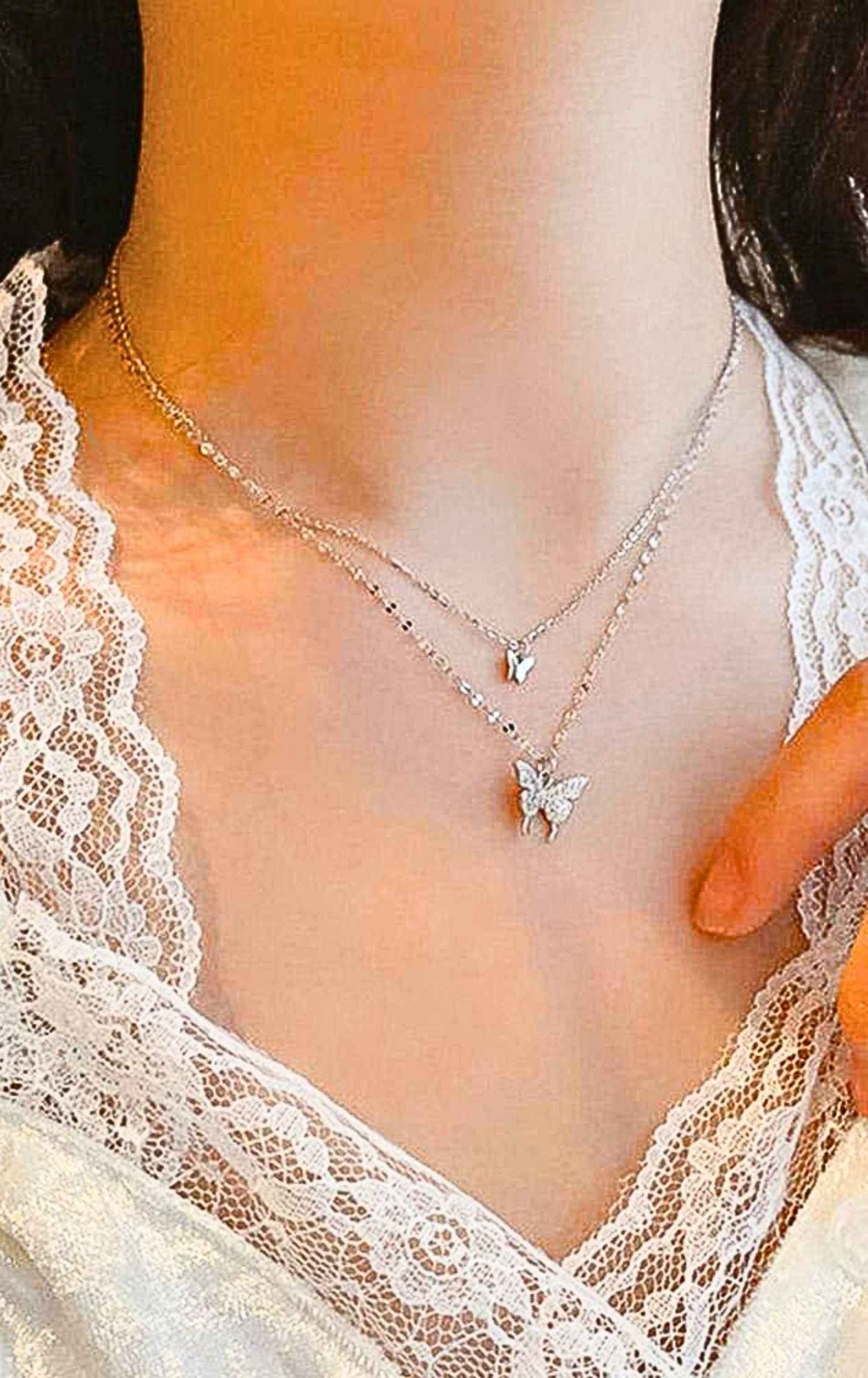 Butterfly Double Layer Clavicle Chain Necklace