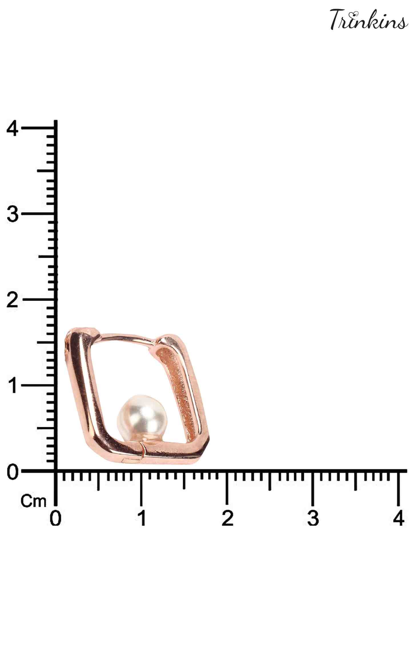 Pearl In A Square Hooping Rose Gold Earring