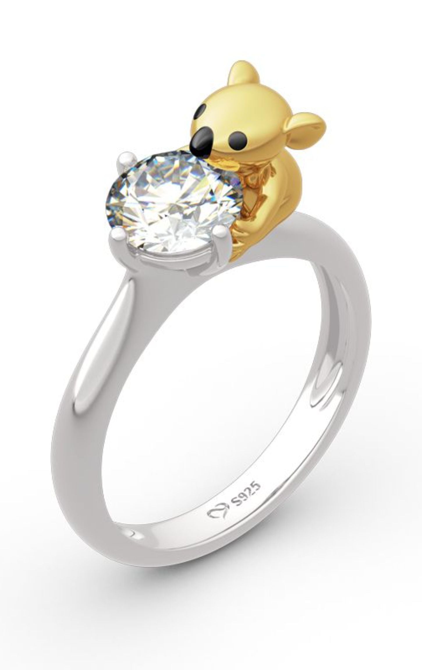 Solitaire Silver 925 Hugging Ring