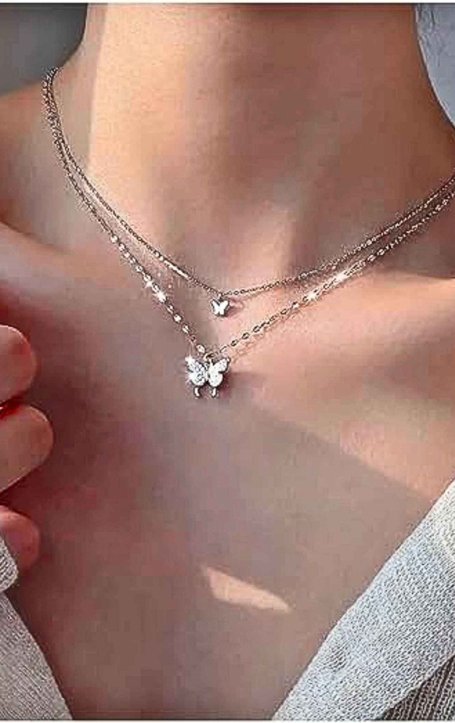 Butterfly Double Layer Clavicle Chain Necklace