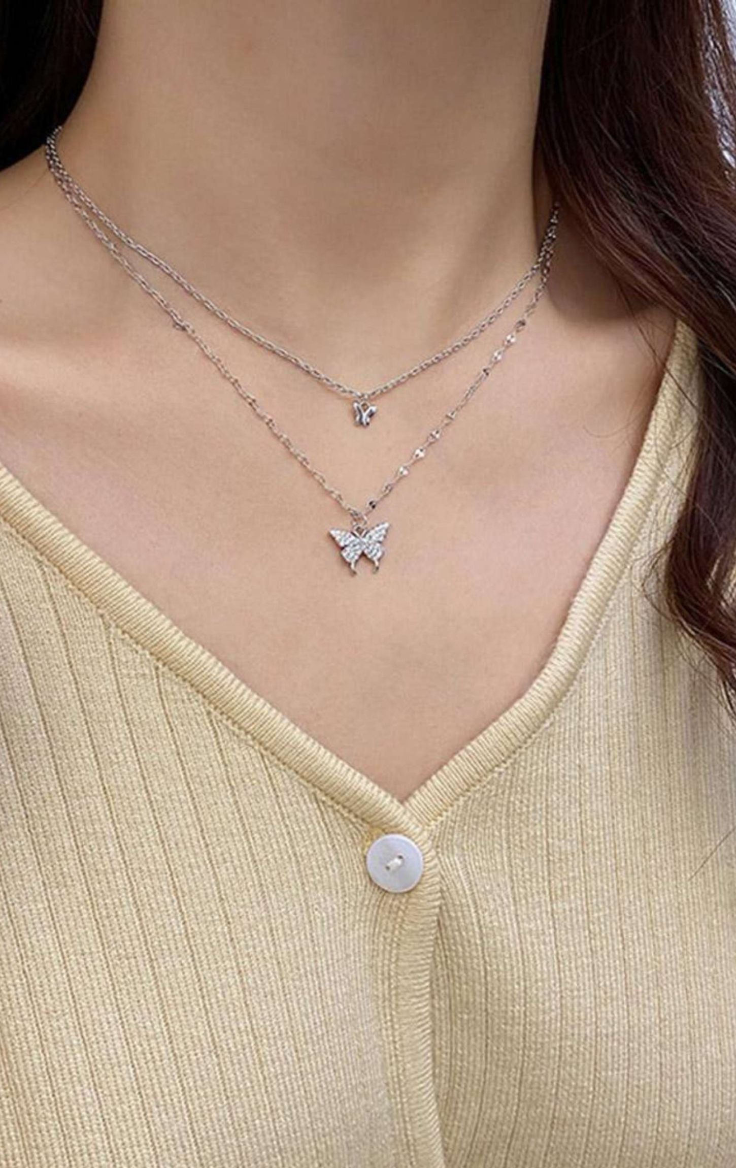 Butterfly Double Layer Clavicle Chain Necklace