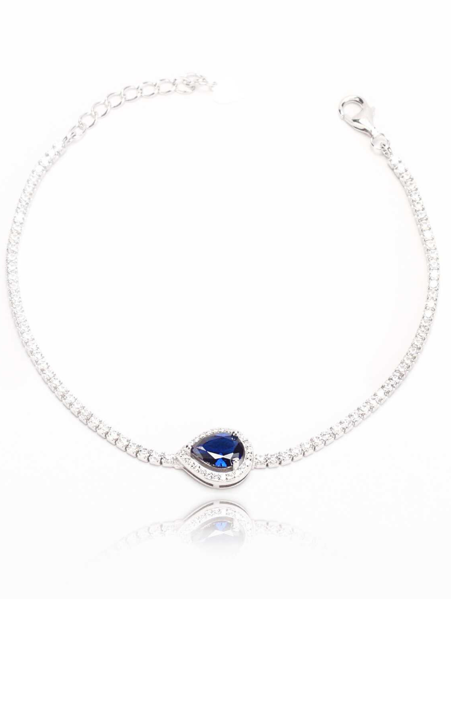White Swarovski Zircon Bracelet With Elegant Blue Jem