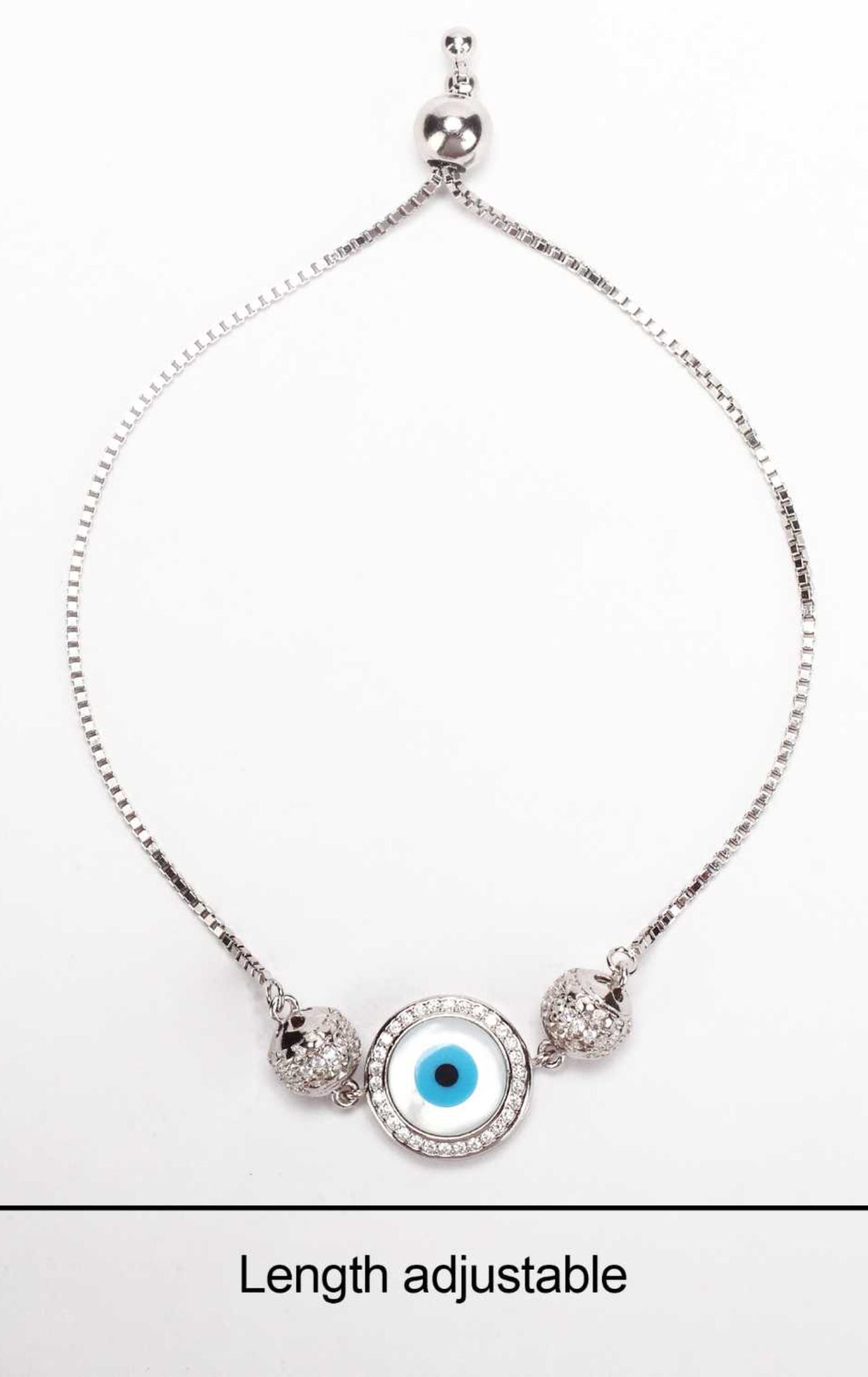 Orb Enclosed Evil-Eye Bracelet Silver