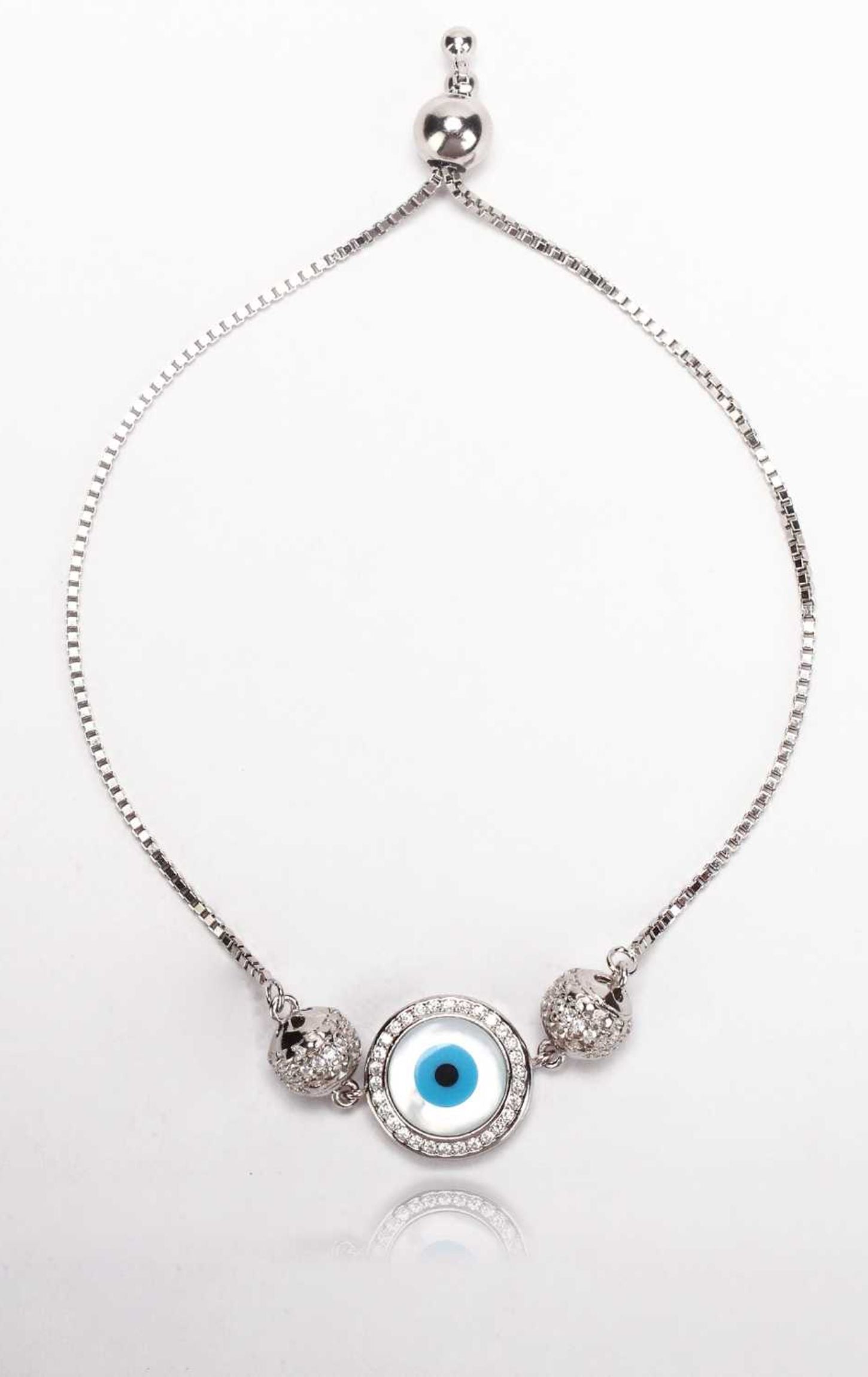 Orb Enclosed Evil-Eye Bracelet Silver