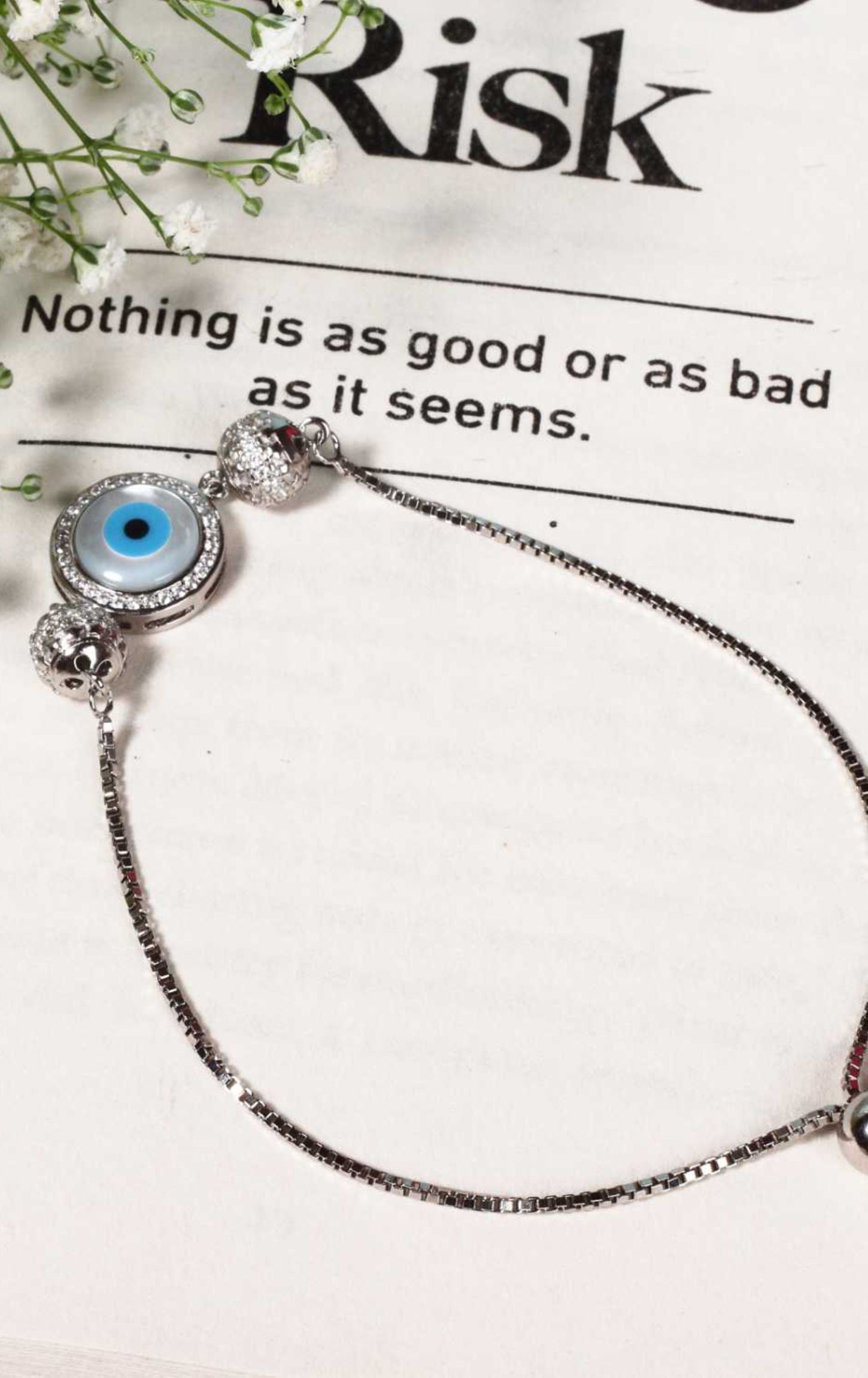 Orb Enclosed Evil-Eye Bracelet Silver
