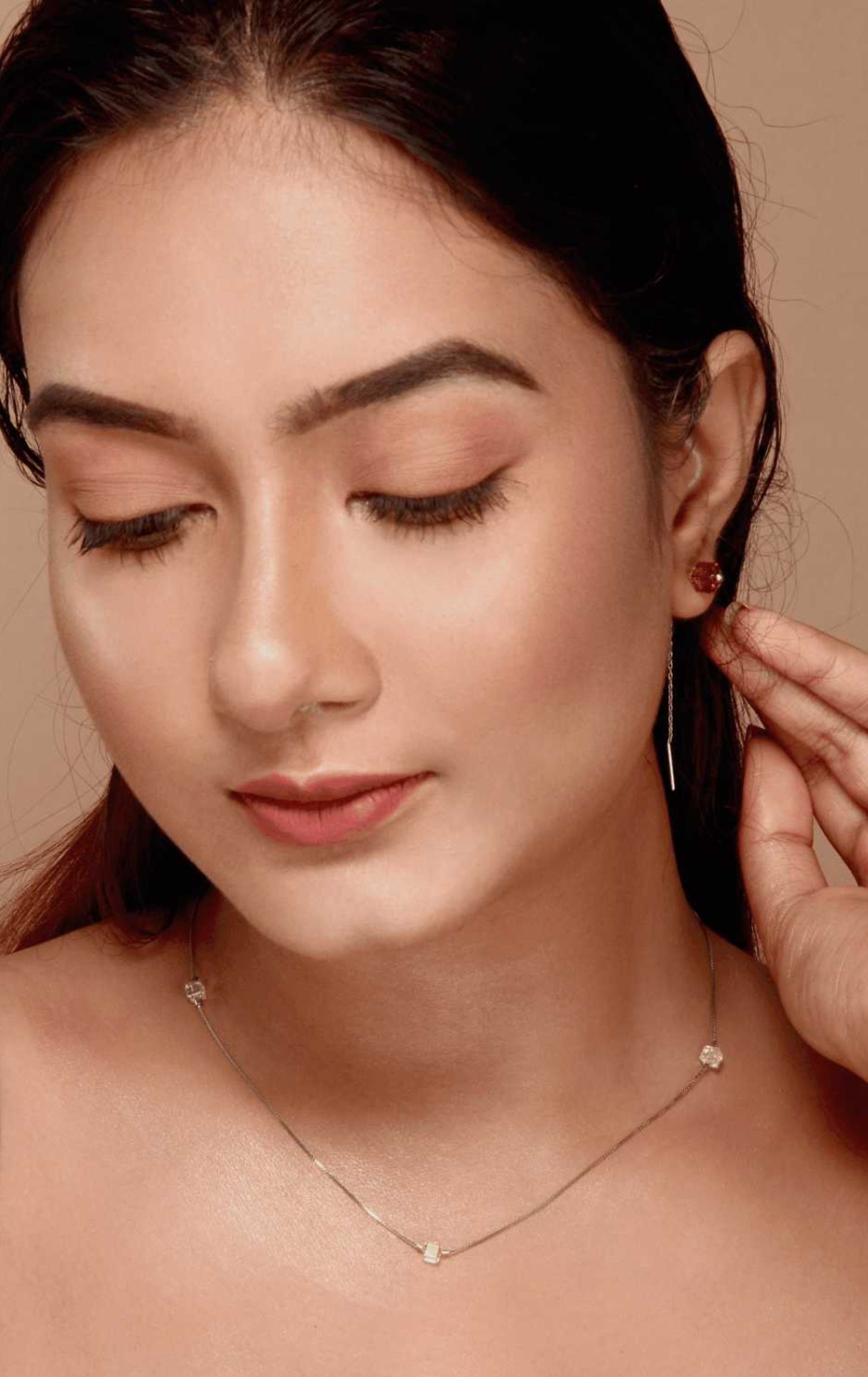 Multi Colour Swarovski Cubes Crystal Charm Chain Silver