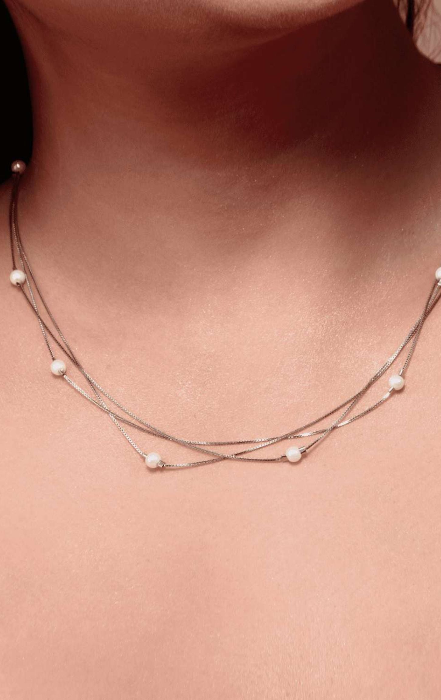 Fusion Silver Delicate Pearl Charm Chain