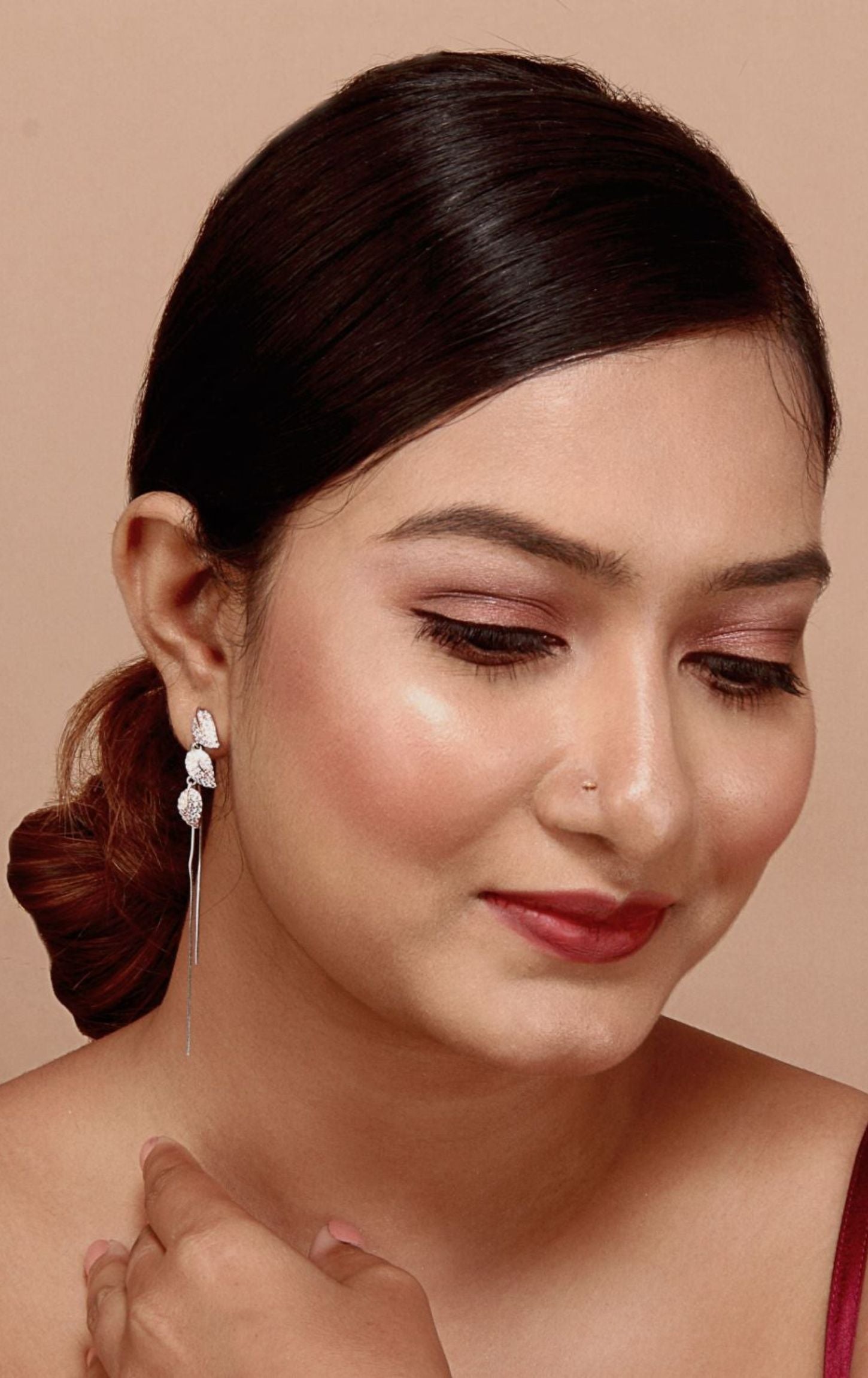 Leaf With Hanging Vines Earring Silver