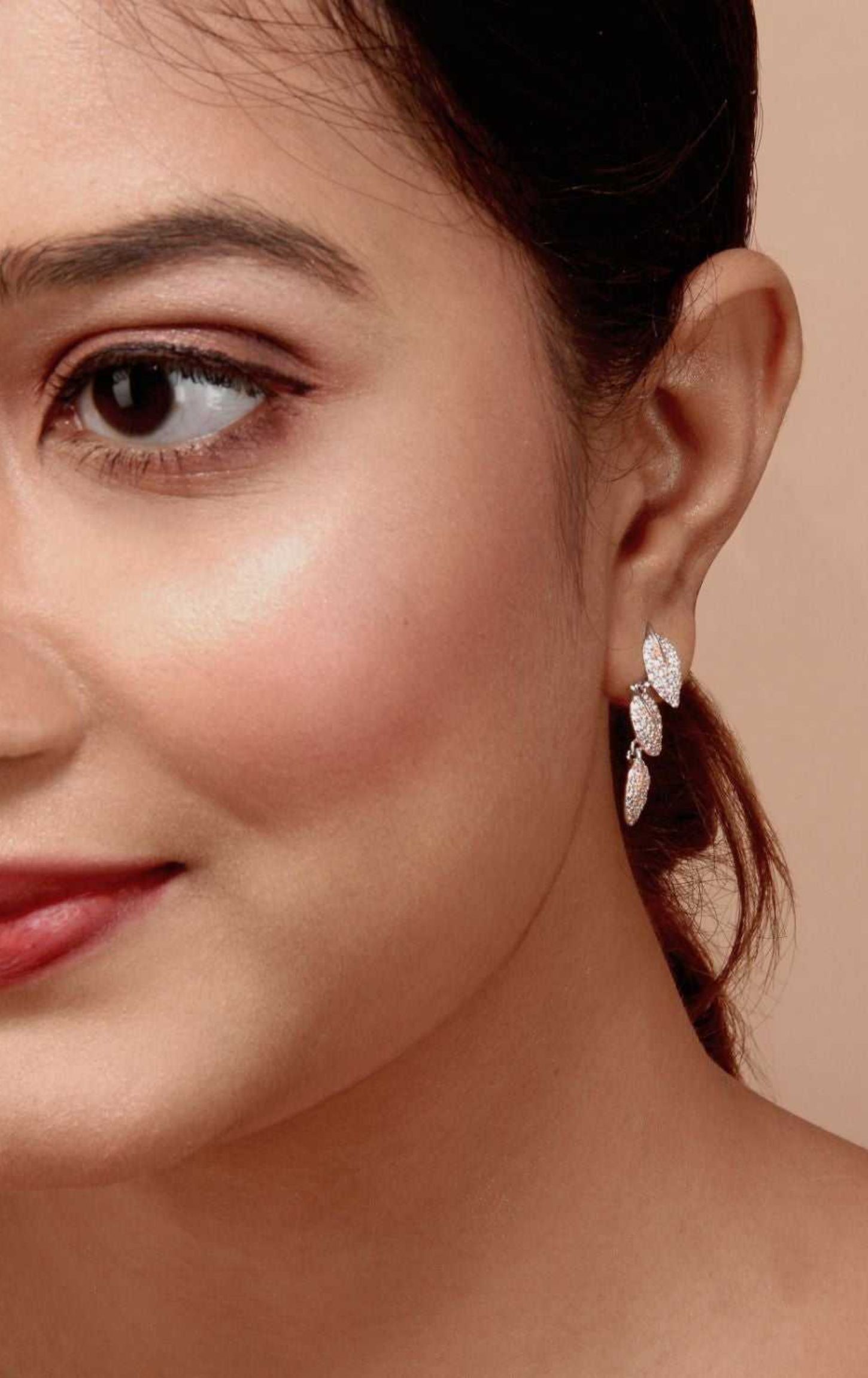 Leaf With Hanging Vines Earring Silver