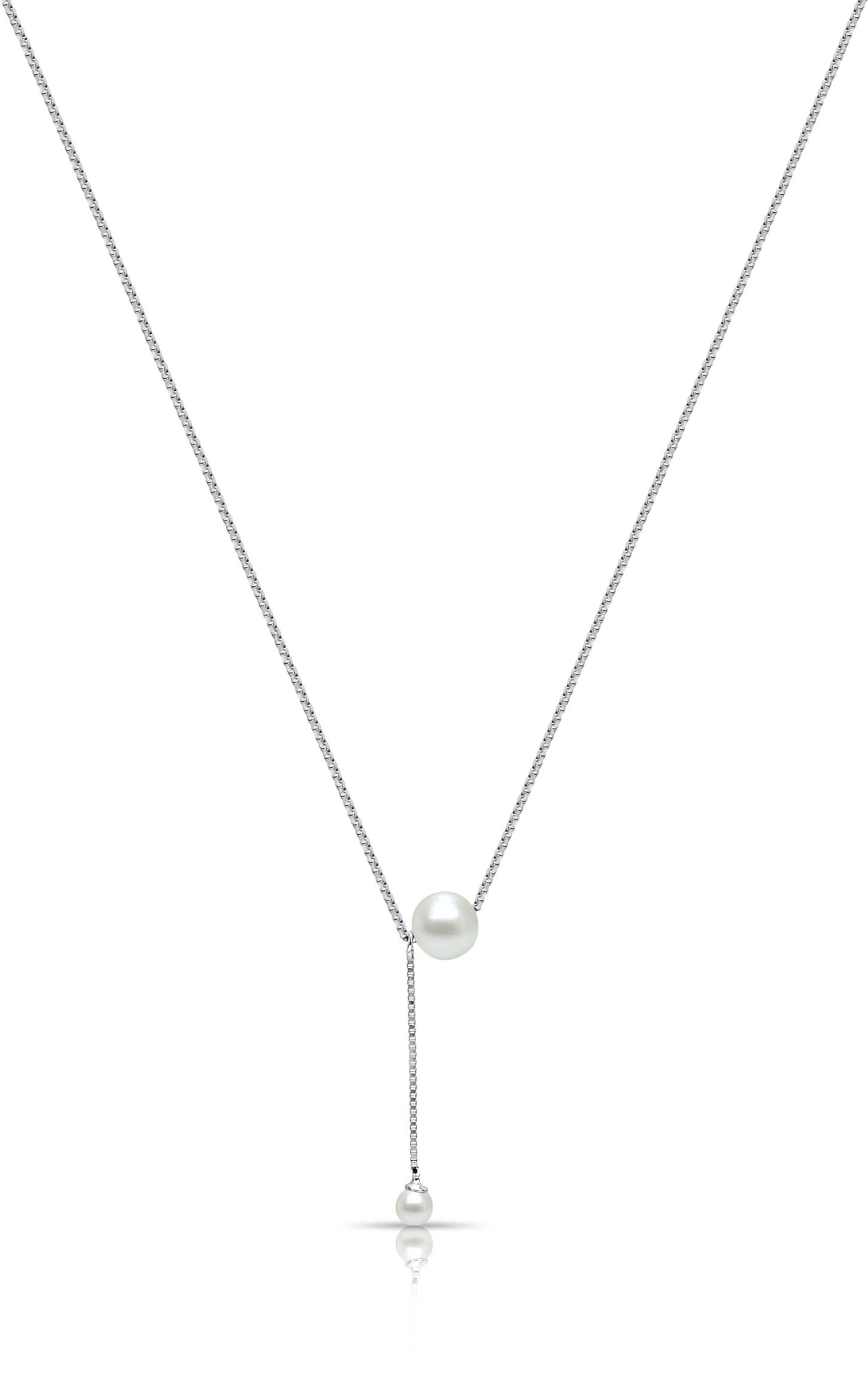 Pearl Dropping Pearl Charm Chain Silver
