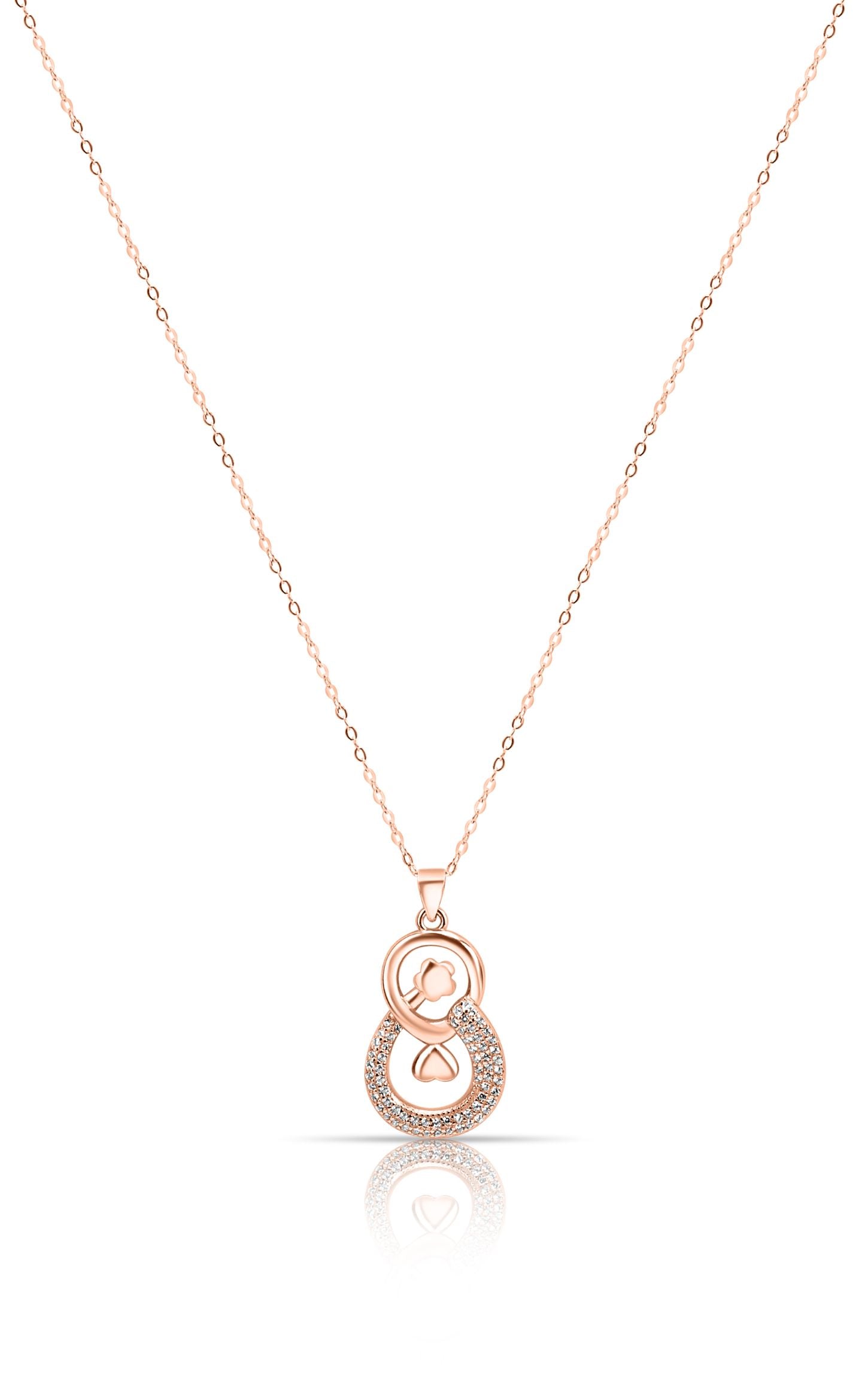 Contemporary Swarovski Zircon Rose Gold Pendant Set