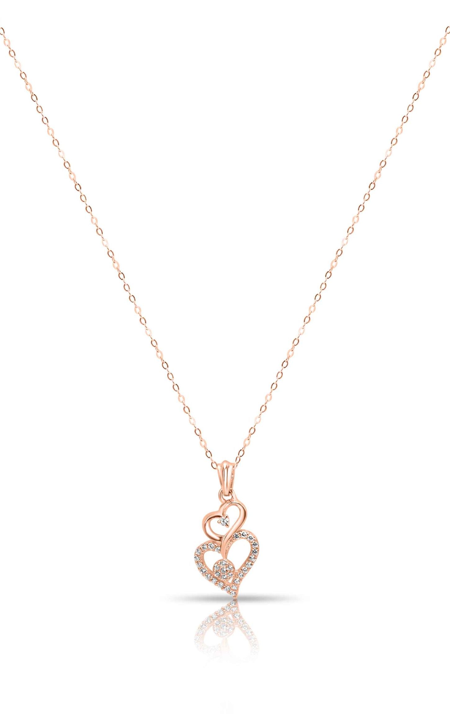 Piled Up Hearts Pendant Set Rose Gold