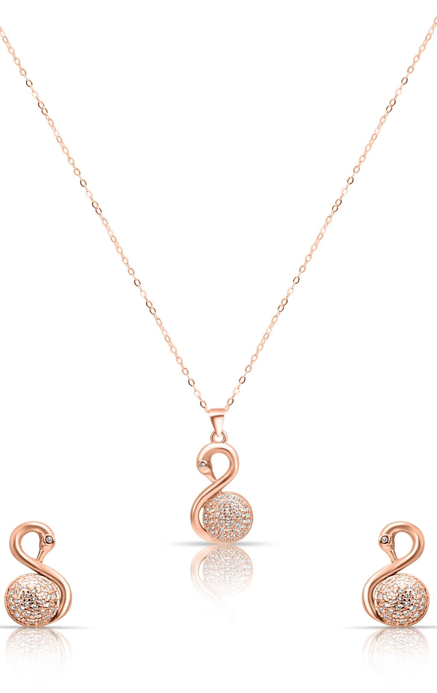 Swan Spun Rose Gold Pendant Set
