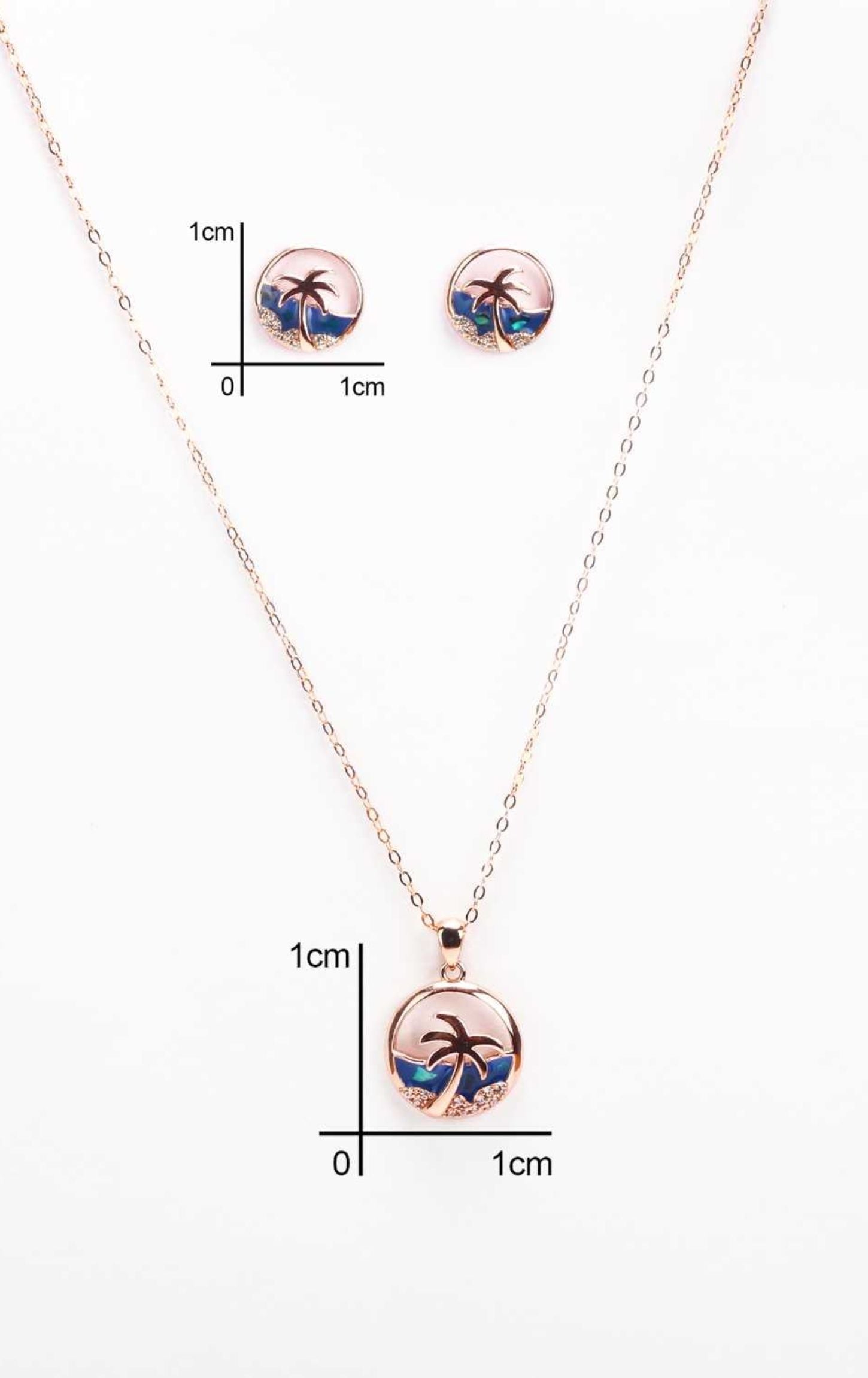Rose Gold Beachy Ocean Pendent Set
