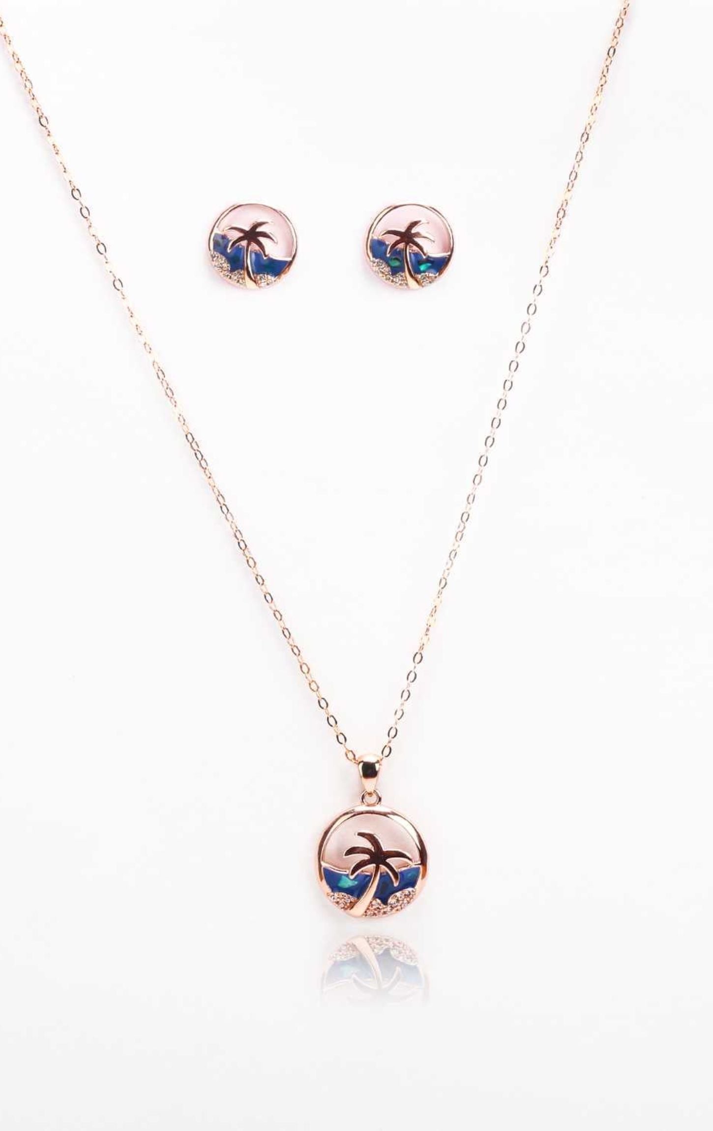 Rose Gold Beachy Ocean Pendent Set