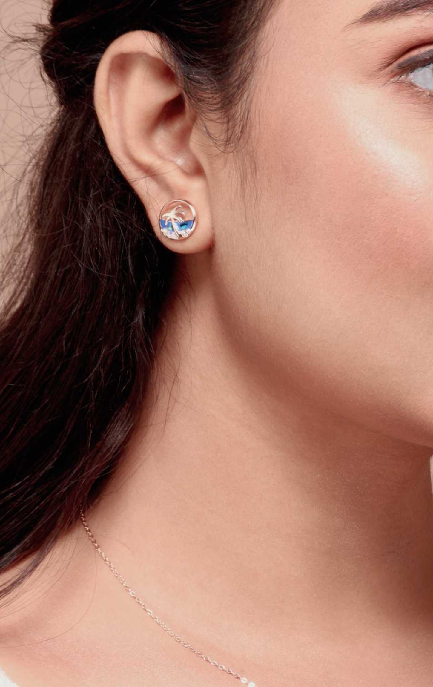 Rose Gold Beachy Ocean Pendent Set