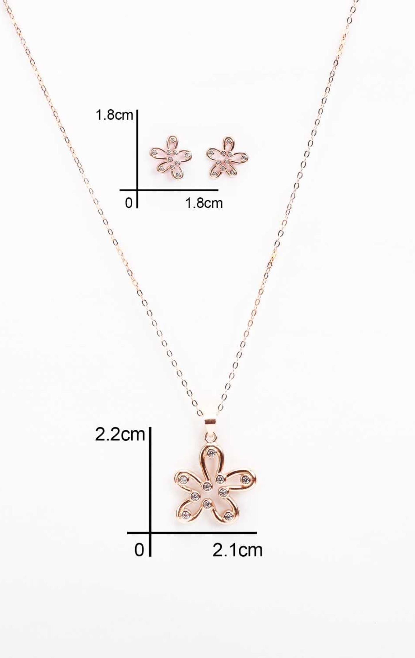 Rose Gold Artistic Flower Pendent Set