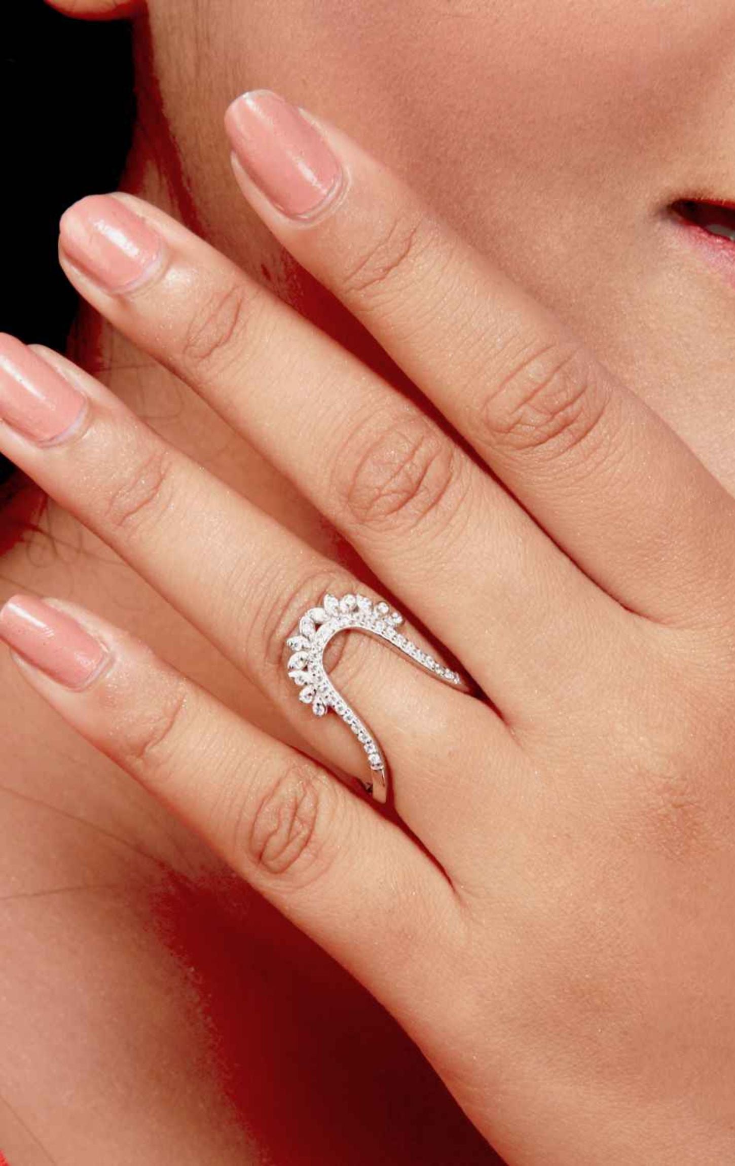 Silver Power Executing Zircon Mid Ring