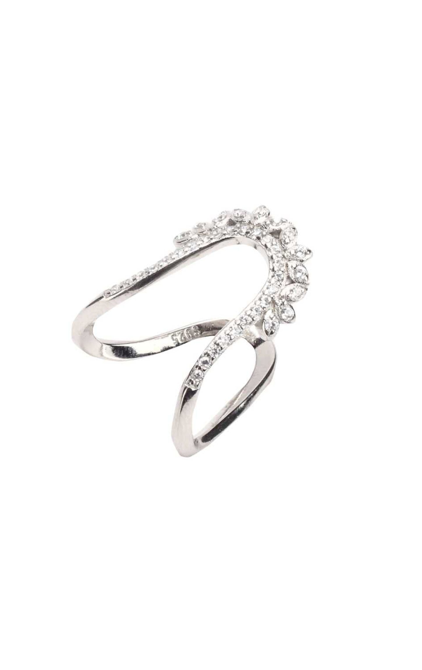 Silver Power Executing Zircon Mid Ring