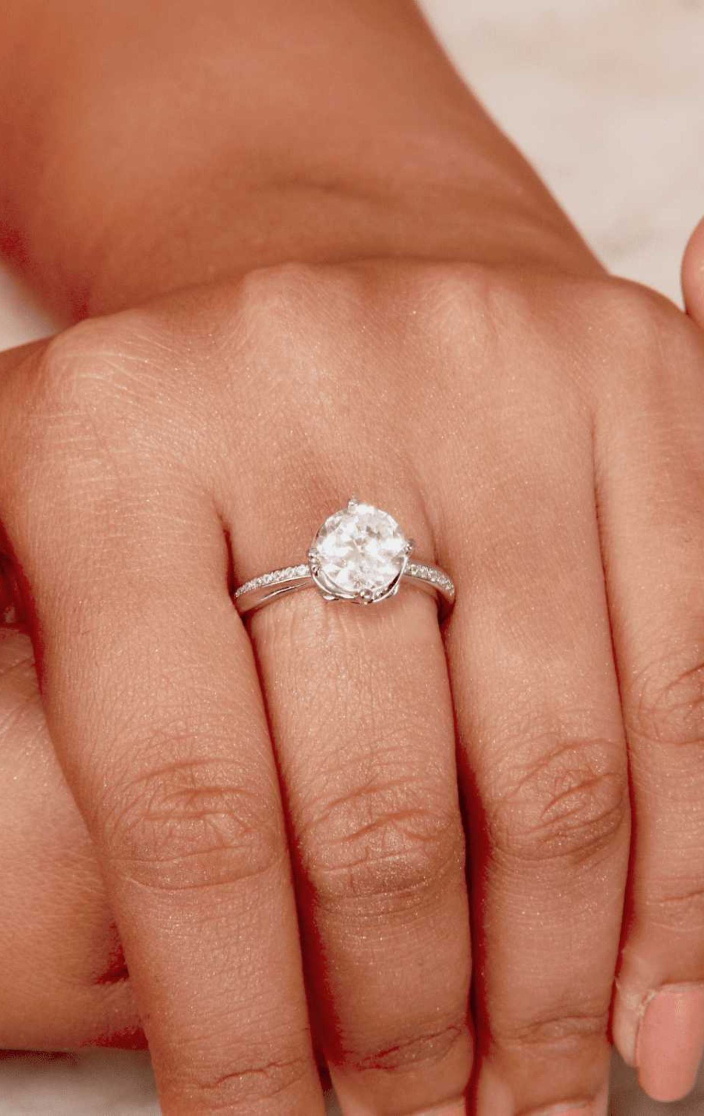 Silver Enchanted White Swarovski Zircon Solitaire Ring