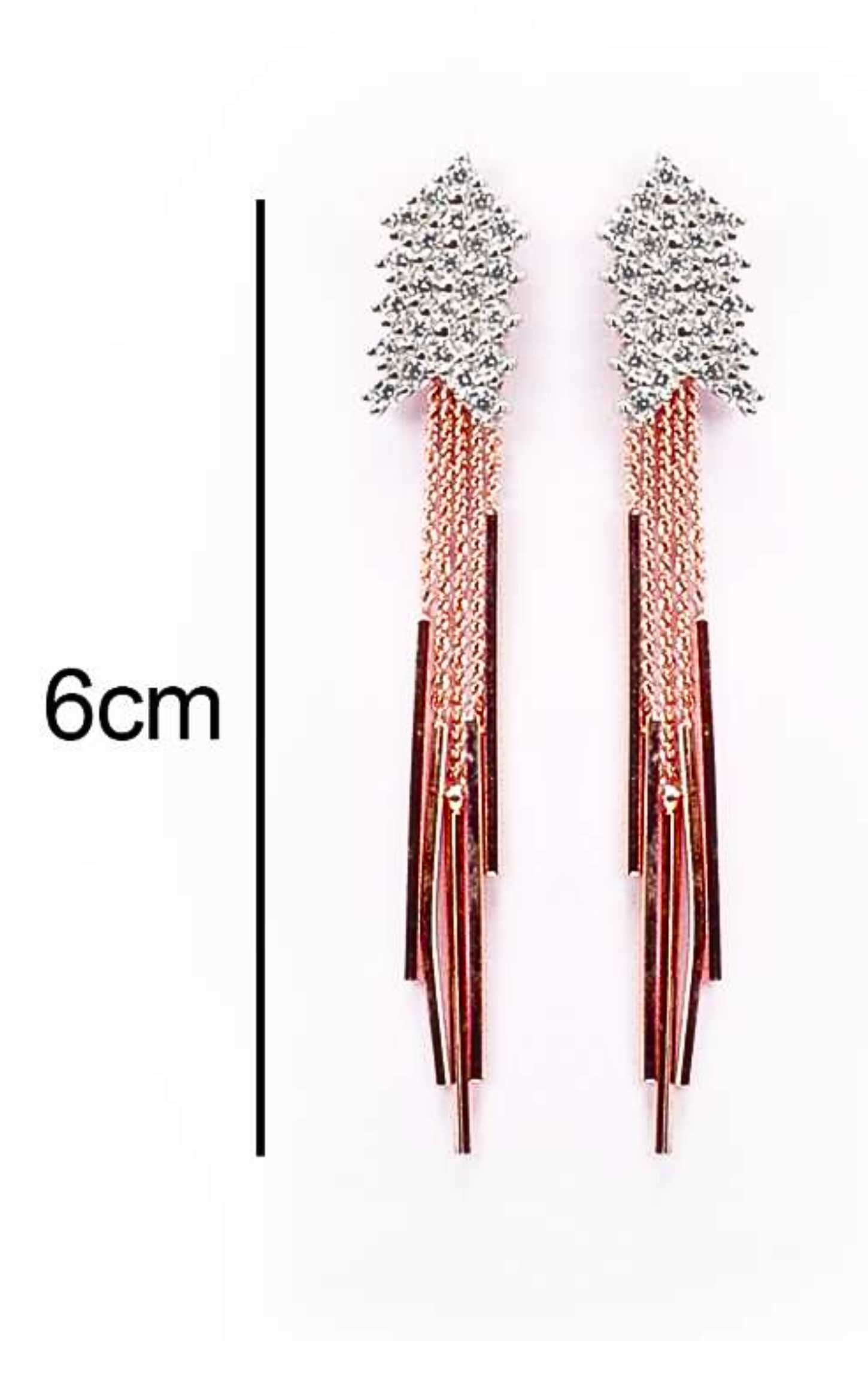 Arrow Hanging White Swarovski Zircon Rose Gold Rod Earring