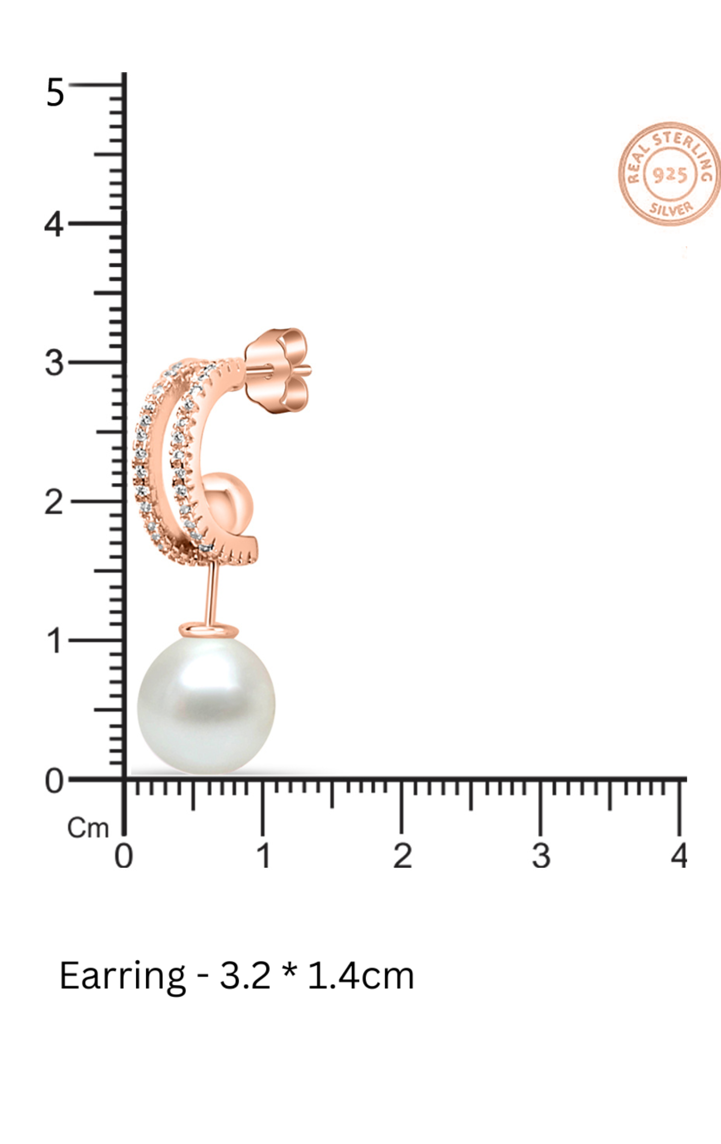 Hanging Pearl Semi Hooping Earring Rose Gold