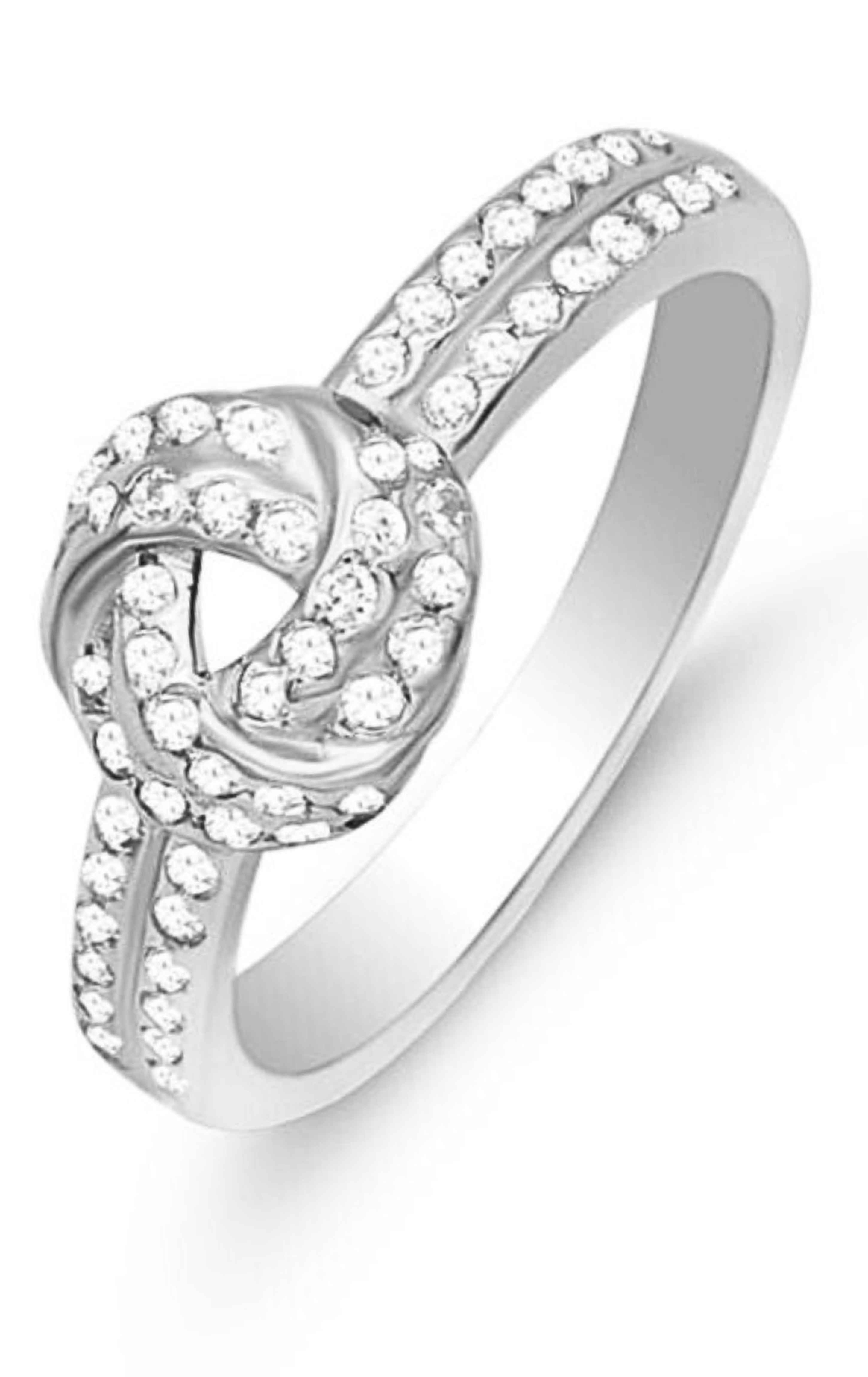 925 Sterling Silver Zircon Embedded Knot Ring