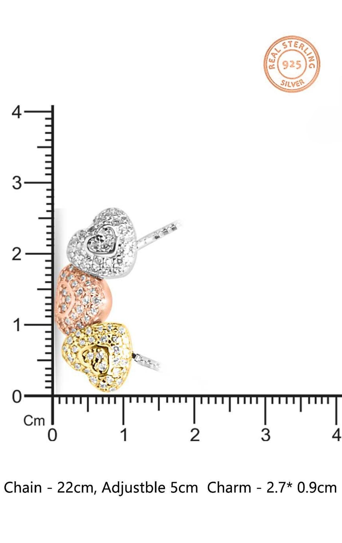 Tri-Colour Beaded Heart Pendant Silver