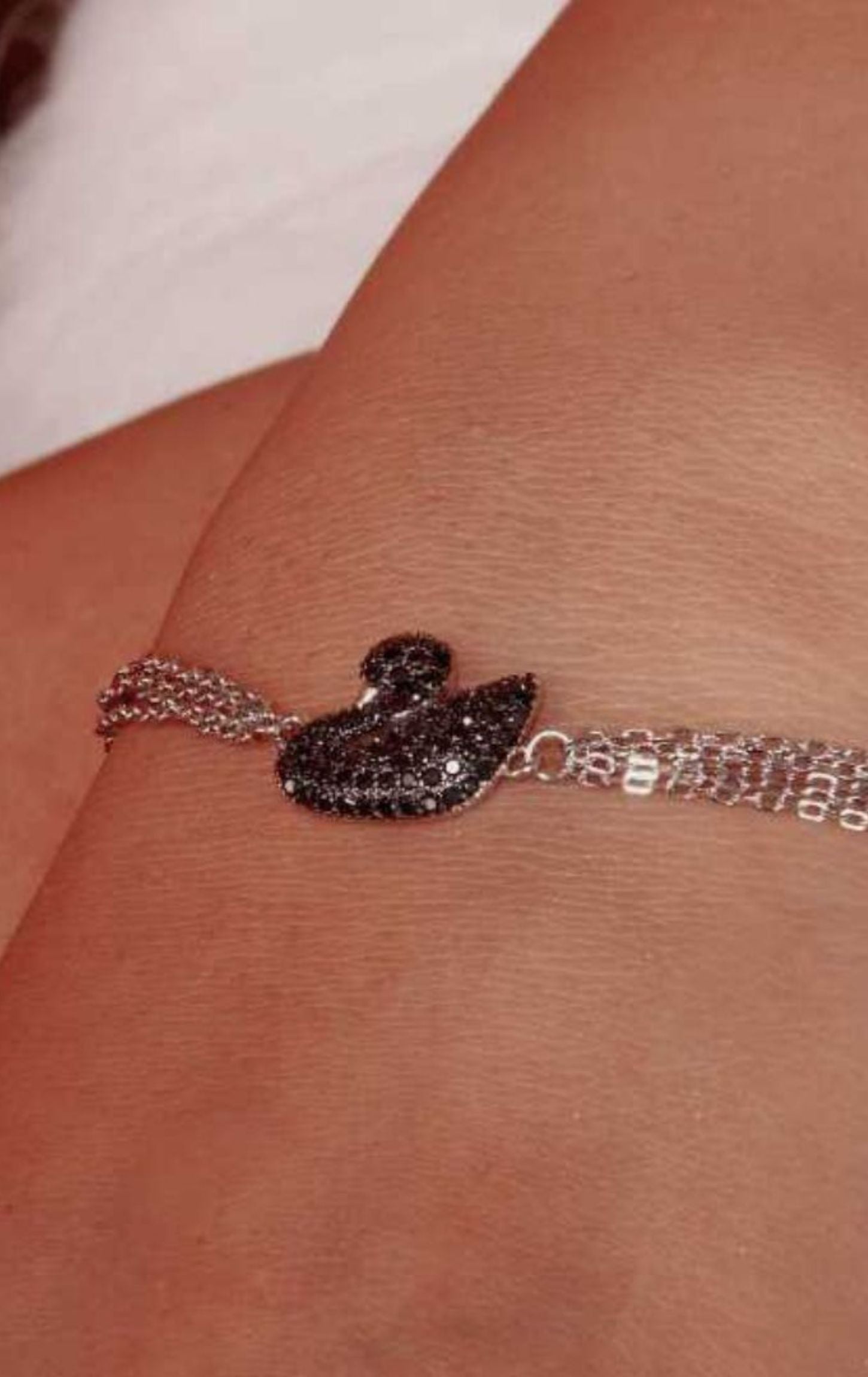 Black Swan Black Swarovski Zircon Multi-Chain Bracelets Silver