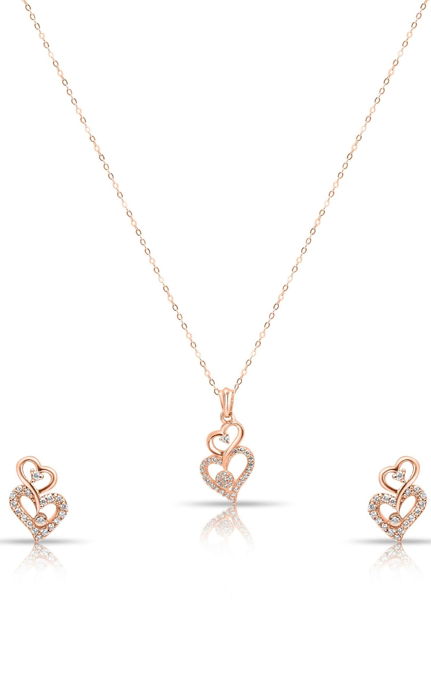 Piled Up Hearts Pendant Set Rose Gold