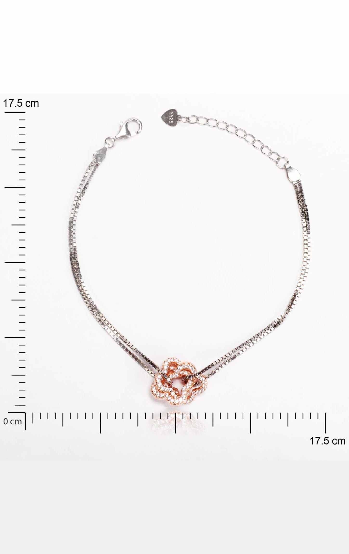 Flower Intermingled Dual Chain Bracelet Silver