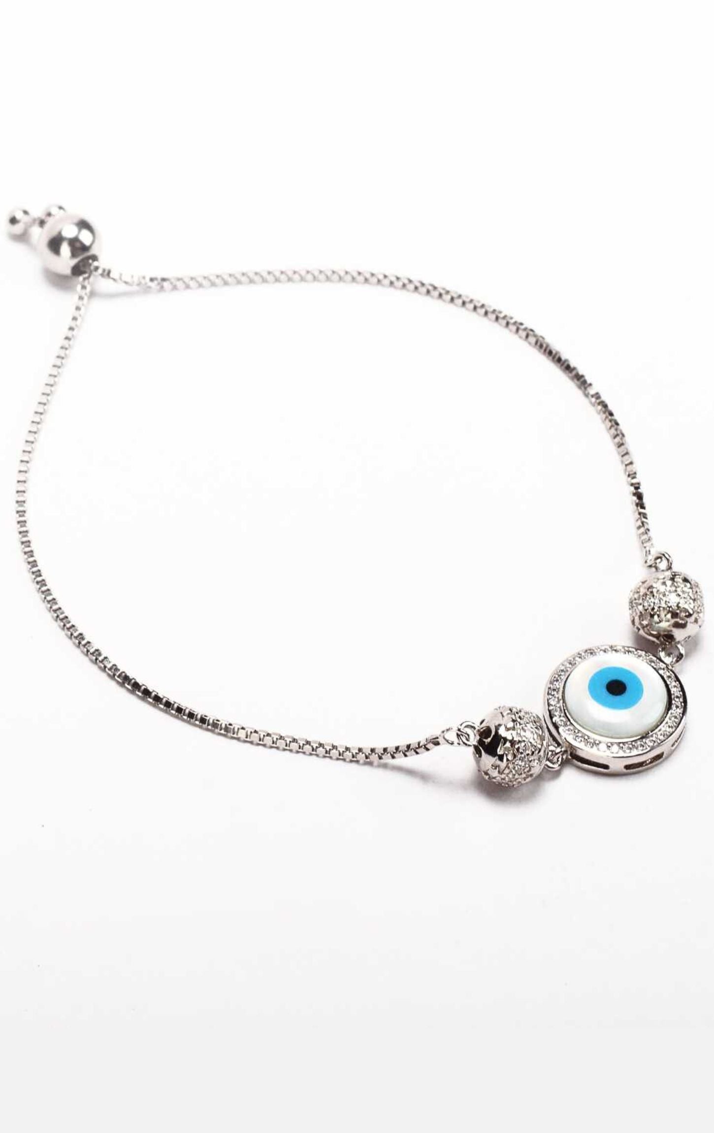 Orb Enclosed Evil-Eye Bracelet Silver