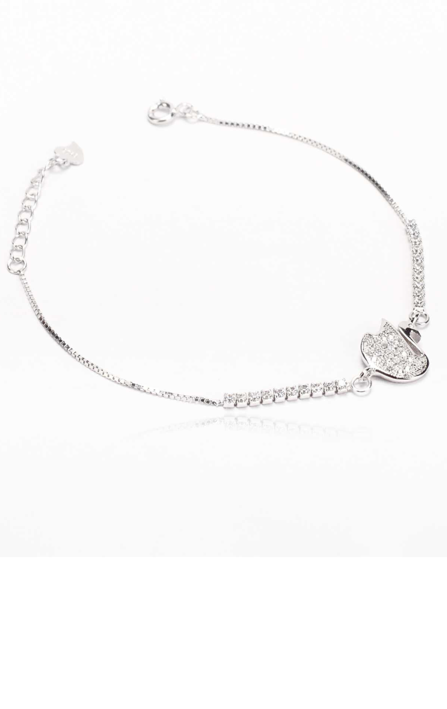 Zircon White Swan Pattern 925 Silver Bracelets