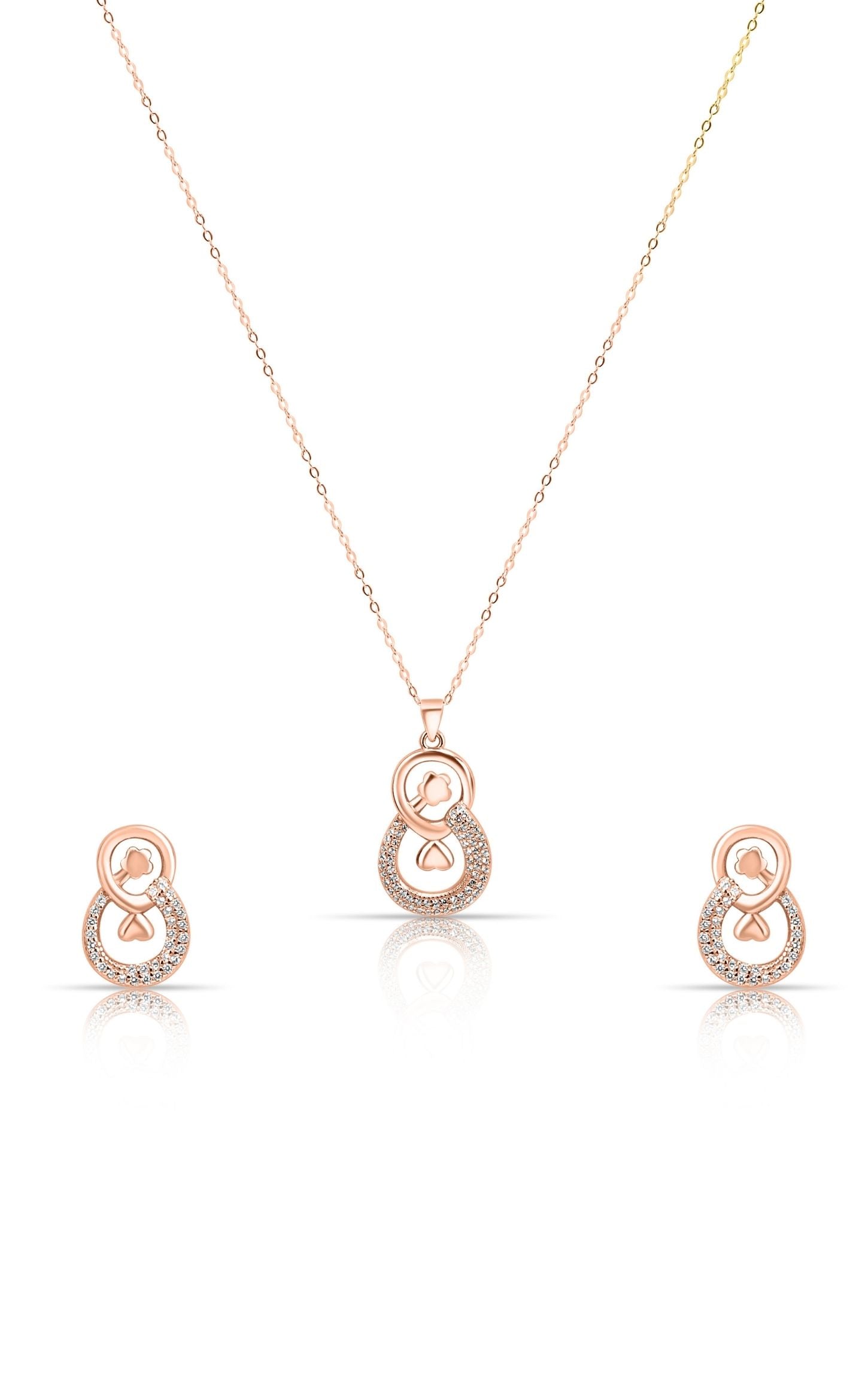 Contemporary Swarovski Zircon Rose Gold Pendant Set