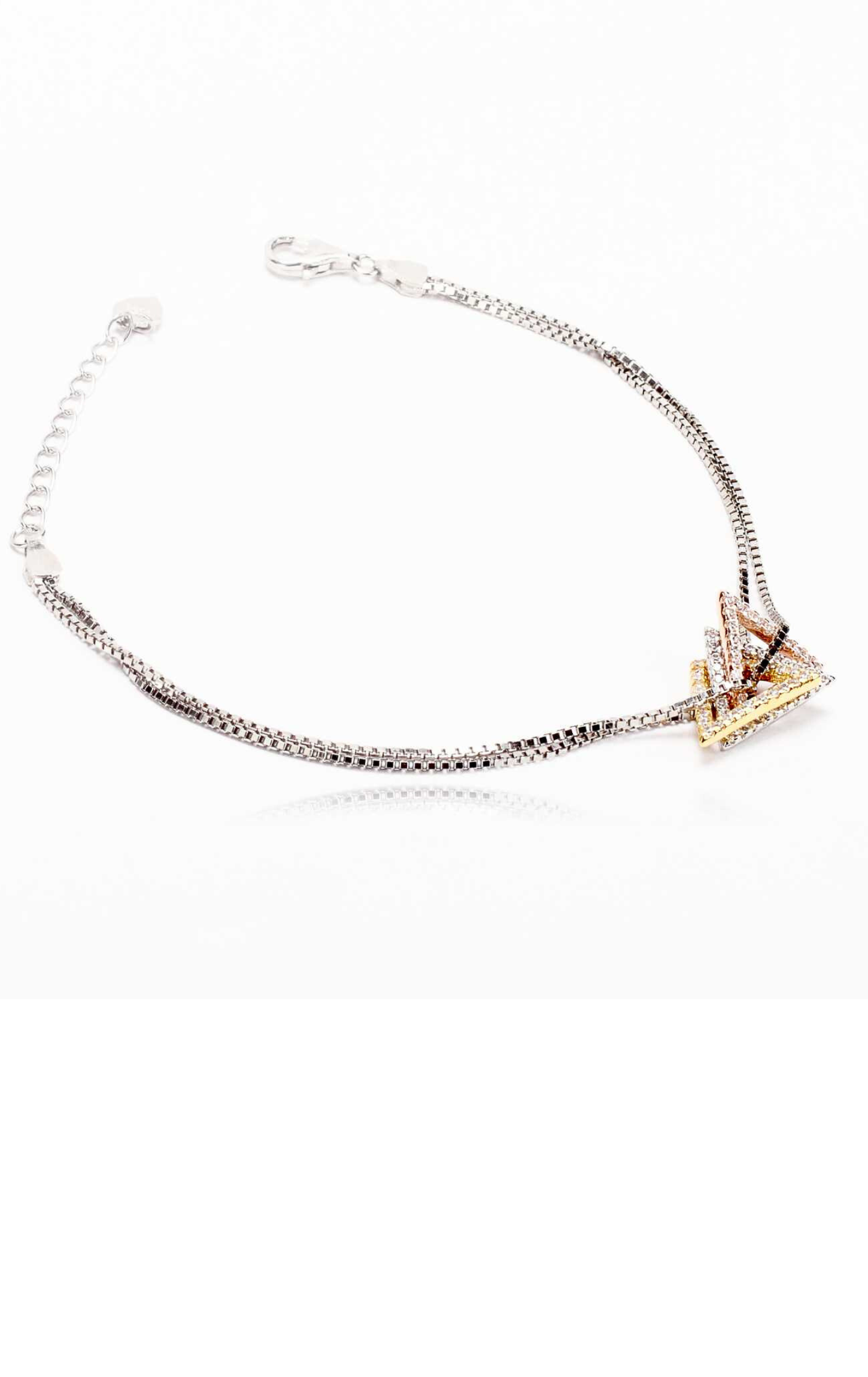 Entangled Multi-Coloured Triangle Bracelet Silver