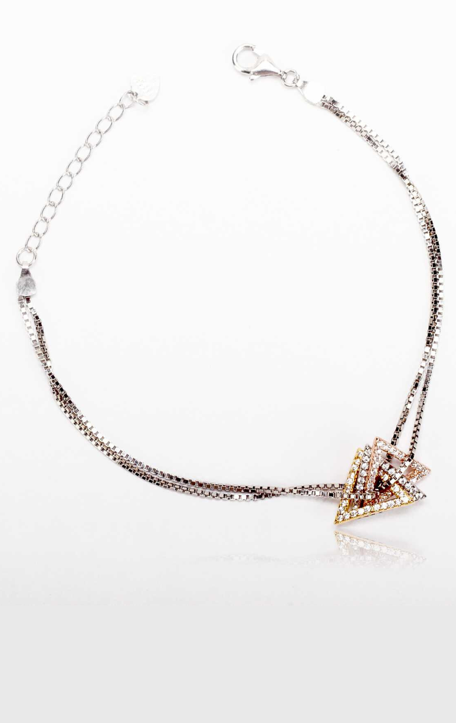 Entangled Multi-Coloured Triangle Bracelet Silver