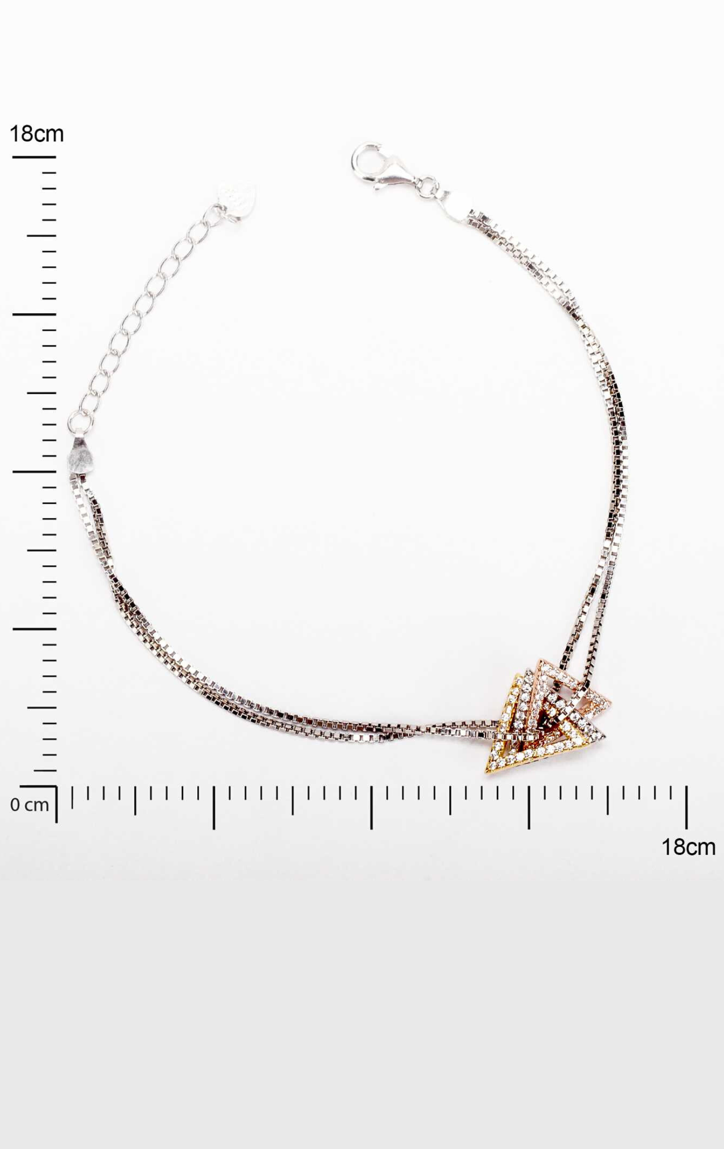 Entangled Multi-Coloured Triangle Bracelet Silver