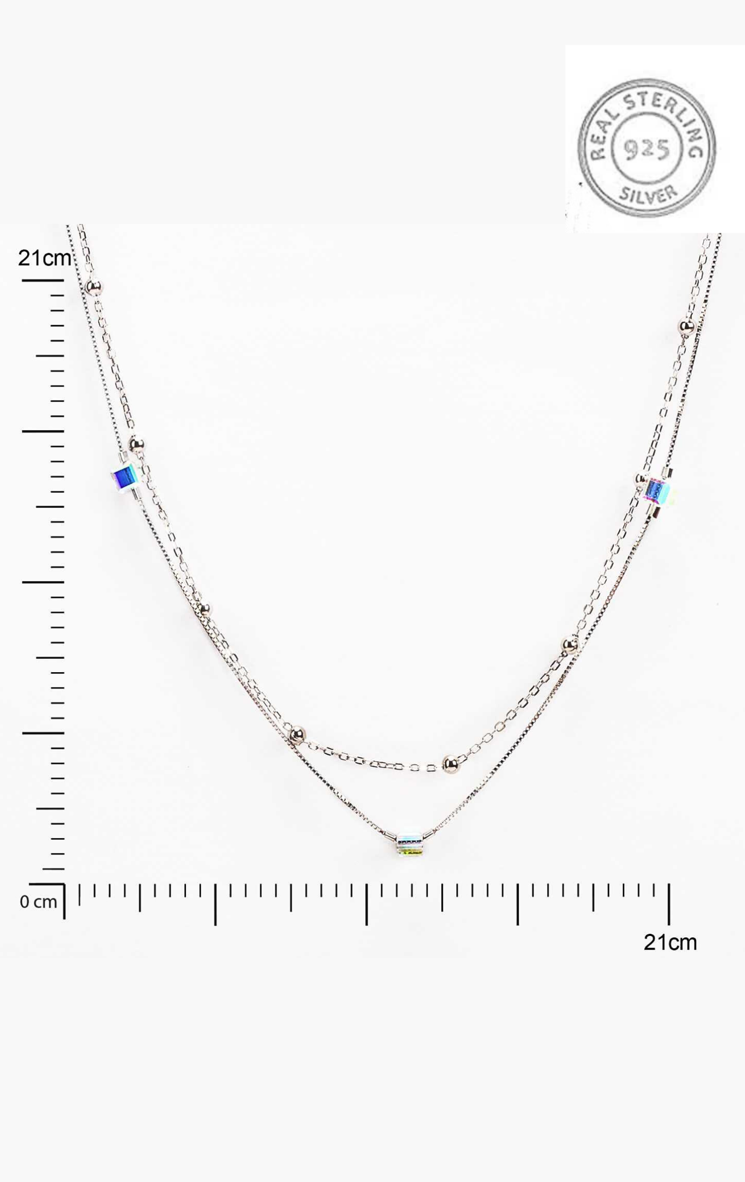 Silver Beaded Dual Chain Necklace