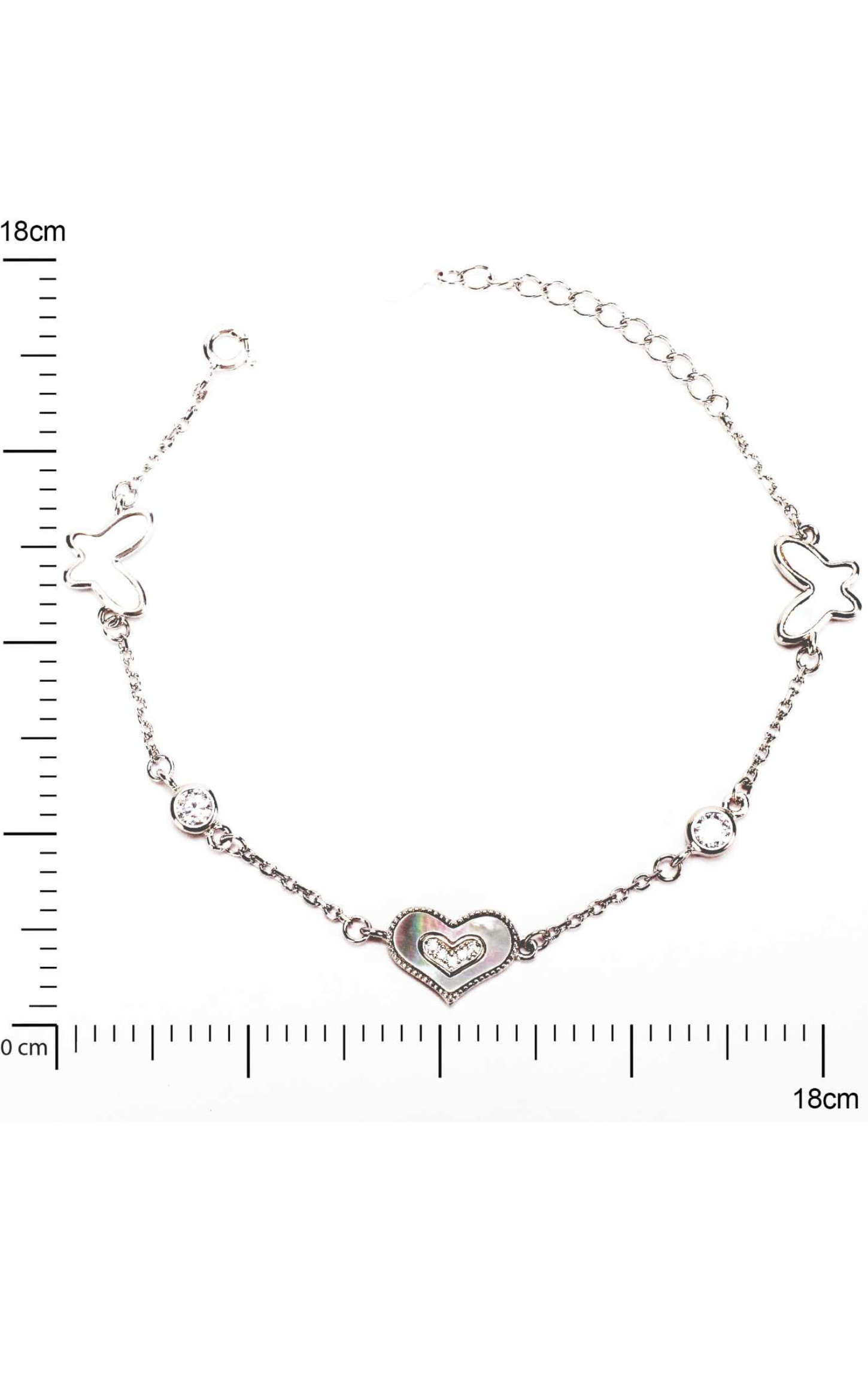 Silver Butterfly Heart Zircon  MOP Bracelet